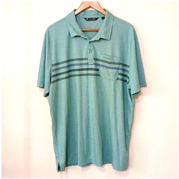 Travis Mathew green pocket polo with stripes XXL - Picture 1 of 5